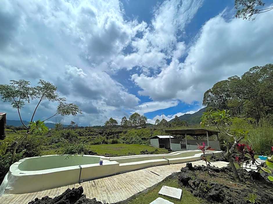 Triangular house and hot spring