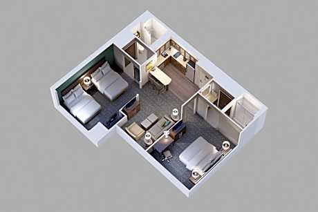 Two Bedroom Suite with One Queen Bed and Two Double Beds - Non-Smoking