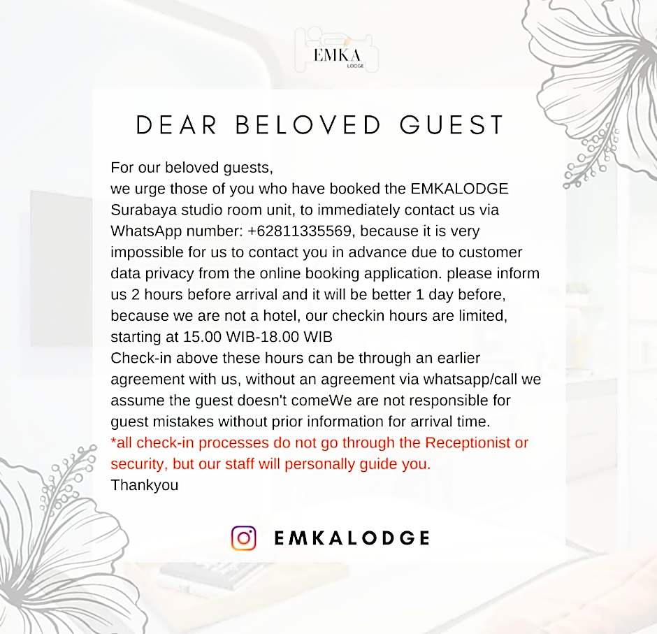 EMKA Lodge studio room the vertu apartemen ciputra world surabaya