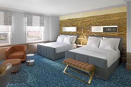 Queen Room with Two Queen Beds and Public Square View