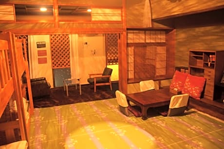 Japanese-Style Room with 2 Bunk Beds and Futon