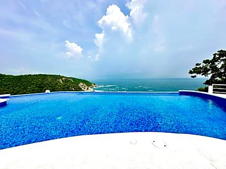 Bungalow frente a la playa estrene alberca nueva con increíble vista infinita al mar, 8 hermosas playas cercanas, terraza con cama de playa, espectacular vista al inmenso océano pacífico, 2 kayack disponibles, nómadas digitales Starlink WiFi 224 mbps