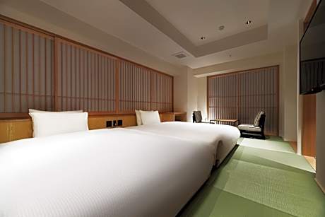 Japanese-Style Corner Twin Room with Partially Open-Air Bath