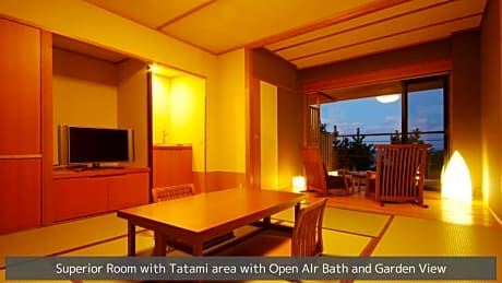 Superior Room with Tatami area with Open Air Bath and Garden View
