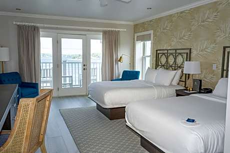 Room with Two Double Beds with Balcony and Lake View