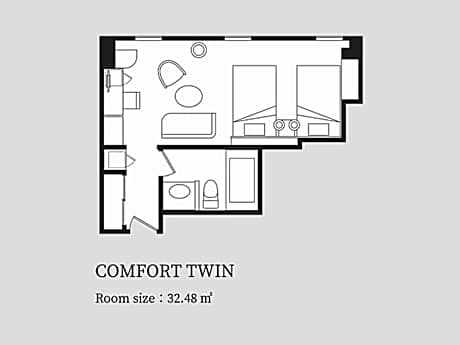 Comfort Twin Room with Sofa Bed and City View - Non-Smoking