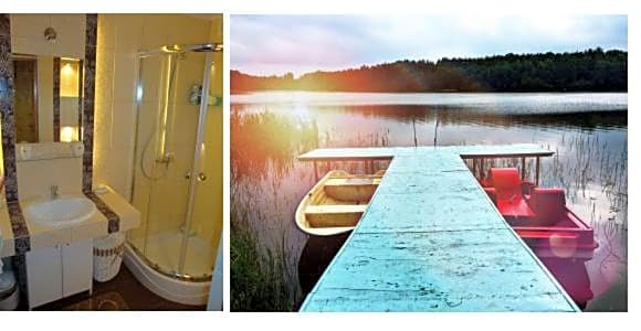 Domek Kamień nad jeziorem z jacuzzi