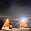 Triangular house and hot spring