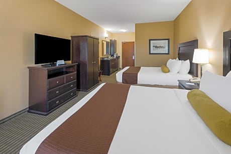 2 queen beds, non-smoking, pet friendly room, high-speed wireless, microwave and refrigerator, continental breakfast