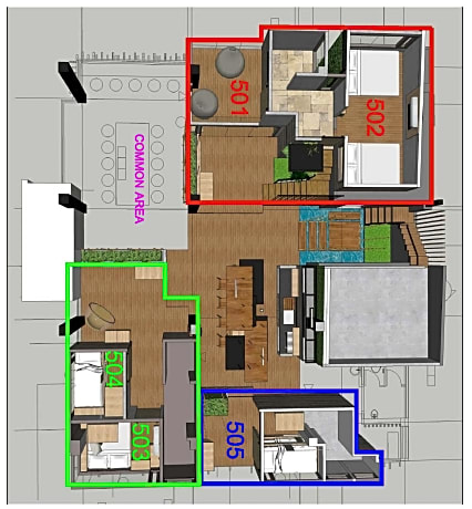 4 Bedroom Suite with 4 Bathrooms