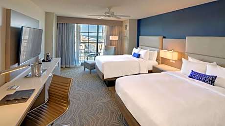 Room with Two Double Beds, Balcony and Partial Ocean View