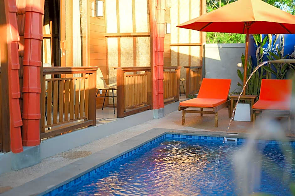 Murna Villa 3, A modern Balinese wooden house 360 GWK view