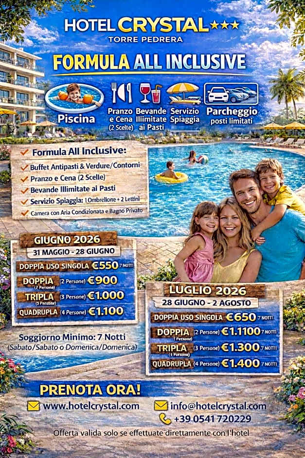 Hotel Crystal con Piscina Estiva Privata - SPIAGGIA INCLUSA con Formula All Inclusive