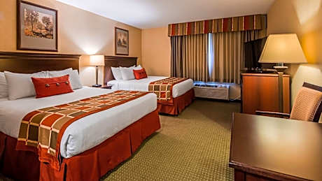 2 Queen Beds, Non-Smoking, High Speed Internet Access, Refrigerator, Continental Breakfast