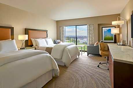 Traditional Double Room with Two Double Beds and Roll-in Shower - Mobility and Hearing Accessible