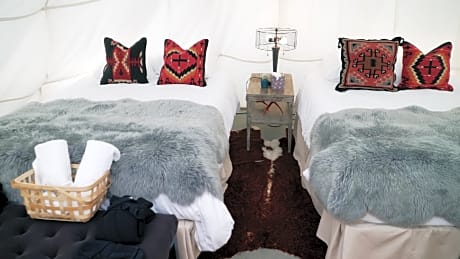 Tipi- 2 Double Beds-Comfort-Tipi-Shared Bathroom-Mountain View