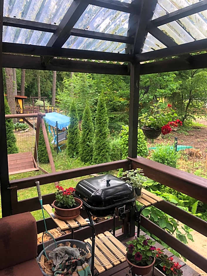 Letnisko SYMSAR 6, Drewniany domek letniskowy z ogrodem