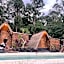 Triangular house and hot spring