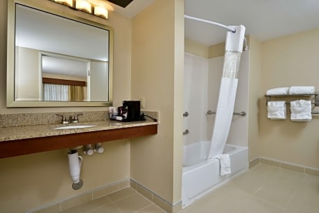 1 queen bed - mobility accessible, roll in shower, pet friendly room, non-smoking, full breakfast