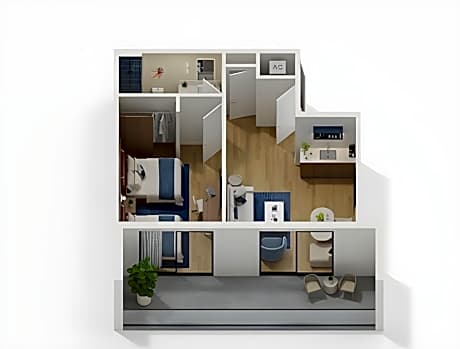 Cityview Two Bedroom Suite with Three Beds & Balcony