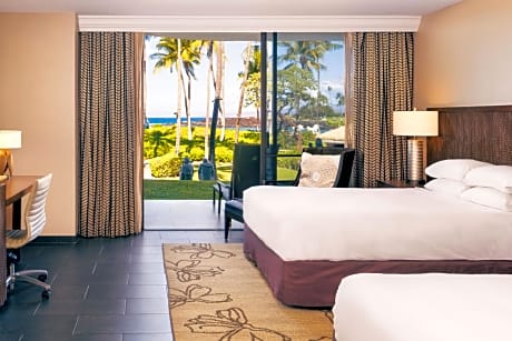 Makai Lanai Room Two Queen Beds with Ocean View - Roll In Shower