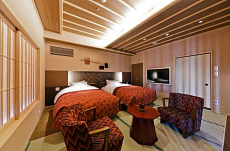 Deluxe Double Room with Open-Air Bath Only children 7 and up are allowed