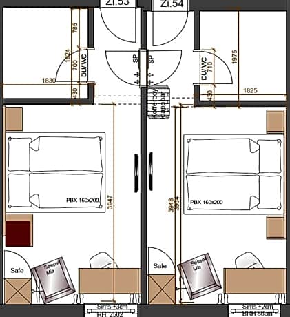 Two Rooms with connected door