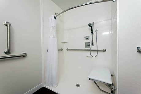  1 KING MOBILITY ACCESS ROLL IN SHOWER NOSMOK - MICROWV/FRIDGE/HDTV/WORK AREA - FREE WI-FI/HOT BREAKFAST INCLUDED -