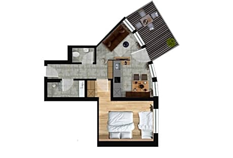 One-Bedroom Apartment with Garden View