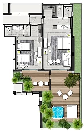 Executive beach front 2-bedroom sea view