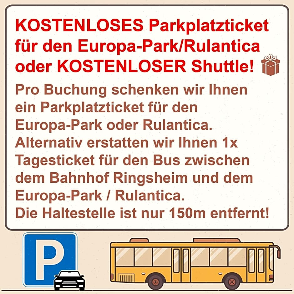Hotel SunParc - SHUTTLE zum Europa-Park Rust 4km & Rulantica 2km