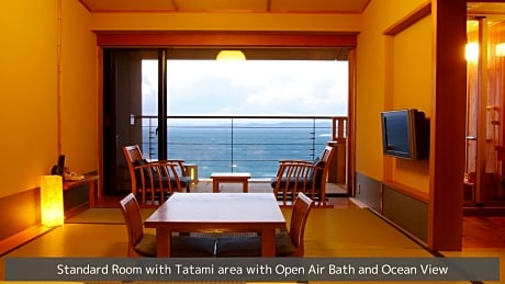 Standard Room with Tatami area with Open Air Bath and Ocean View