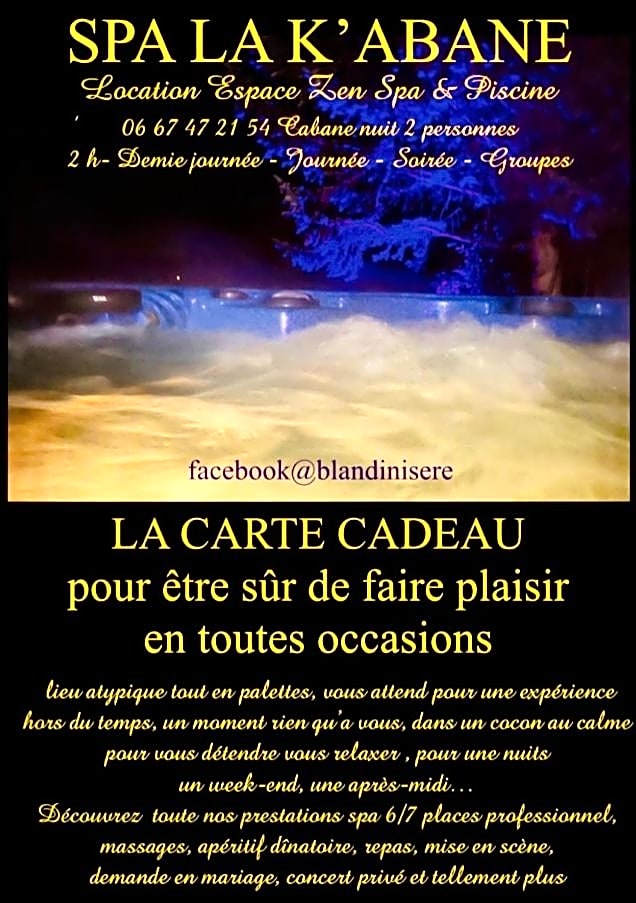 La k abane jacuzzi extérieur chauffée piscine de saison totalement privatisé
