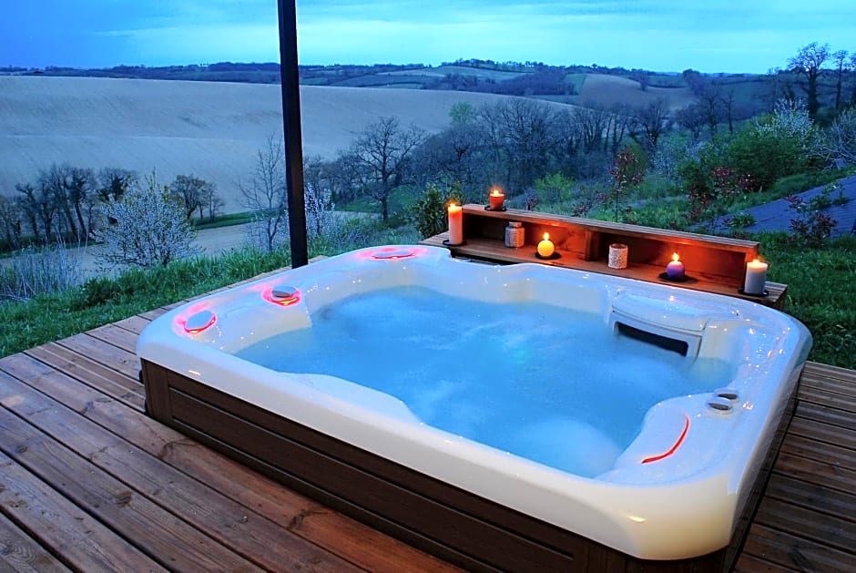 Chalet de charme climatisé, son Jacuzzi - SPA privatif et la piscine de la Maison Bleue du Gers