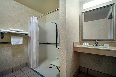 2 QUEEN MOBILITY ACCESSIBLE W/ROLLIN SHOWER COMP WIFI- HDTV WITH HIDEF CHANNELS REFRIGERATOR-MICROWAVE- POD COFFEE BREWER