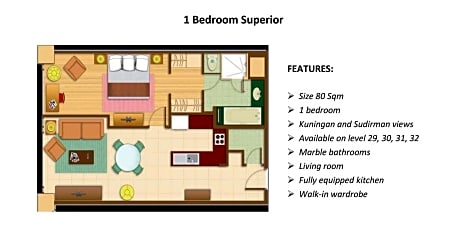 Superior Apartment, 1 Bedroom, City View (1 King Bed)