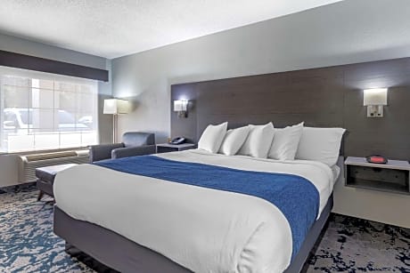 1 King Bed, Smoking Room, High Speed Internet Access, Microwave And Refrigerator, Coffee Maker, Iron