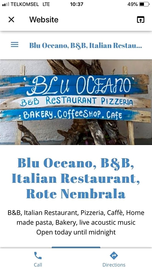 Blu oceano B&B, Italian restaurant