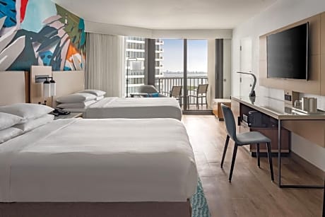 Queen Room with Two Queen Beds and Partial Bay View