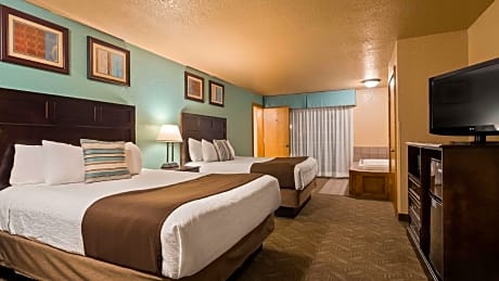 2 Queen Beds  Non-Smoking Flat Screen Television Microwave And Refrigerator High Speed Internet Acce