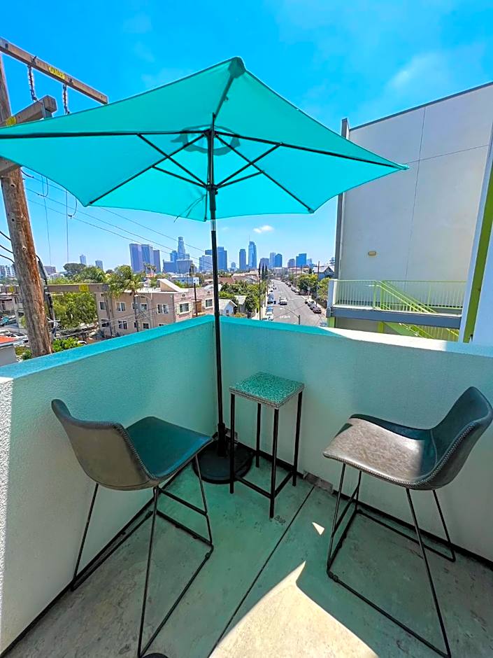 Downtown Los Angeles Skyline balcony view Modern Penthouse