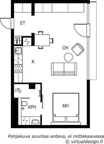 Compact Studio with Kitchen