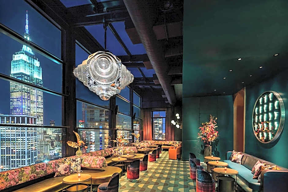 Moxy Chelsea hotel interior with modern design details