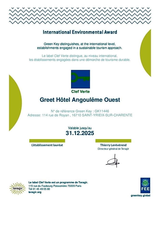 greet hotel restaurant Angouleme Ouest