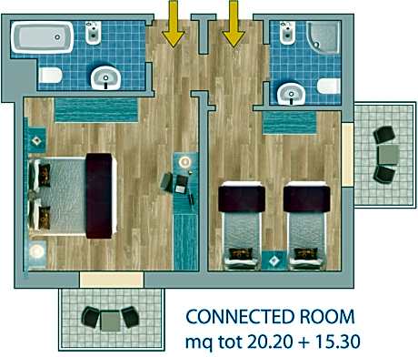 Two Connecting Double Rooms