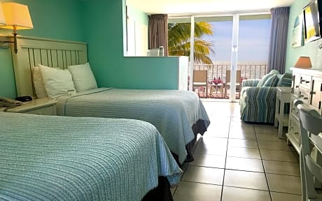 Beachfront Two Double Beds Studio with Balcony