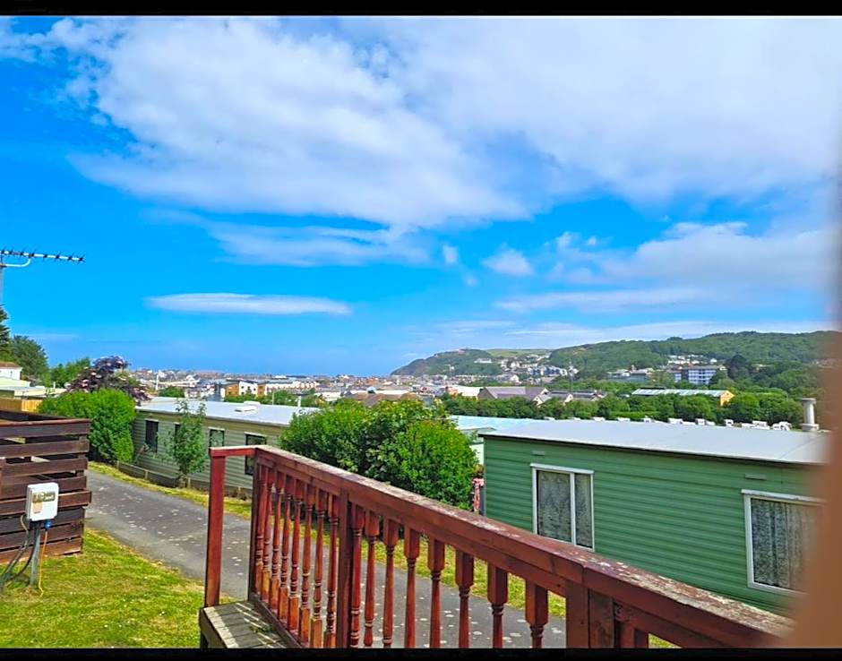 Hilltop Hideaway 2 Bed Caravan with Panoramic Town Scenery in Aberystwyth Holiday Village F8