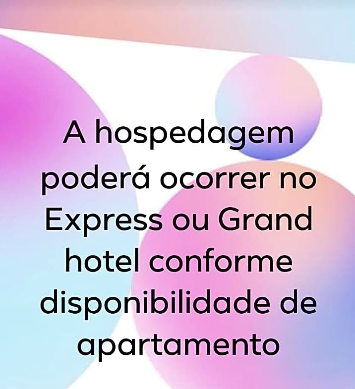 Golden Dolphin 3Pessoas com piscinas termais mais toalhas e roupas de cama lençóis travesseiros fronhas limpeza do check in impostos e taxas já incluso ATENÇÃO A hospedagem podera ocorrer no express ou Grand hotel,conforme a disponibilidade de apto