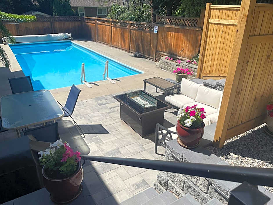 Bright poolside walkout two bedroom basement suite in the Okanagan