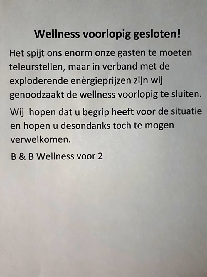 B & B Wellness voor 2